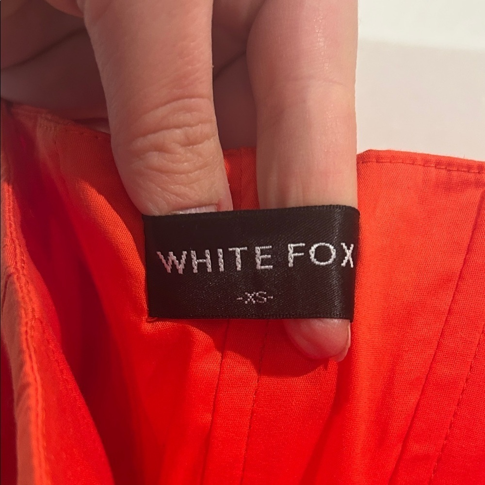 WHITE FOX Red orange mini dress- Elegant Strapless Red Dress - Picture 2 of 3